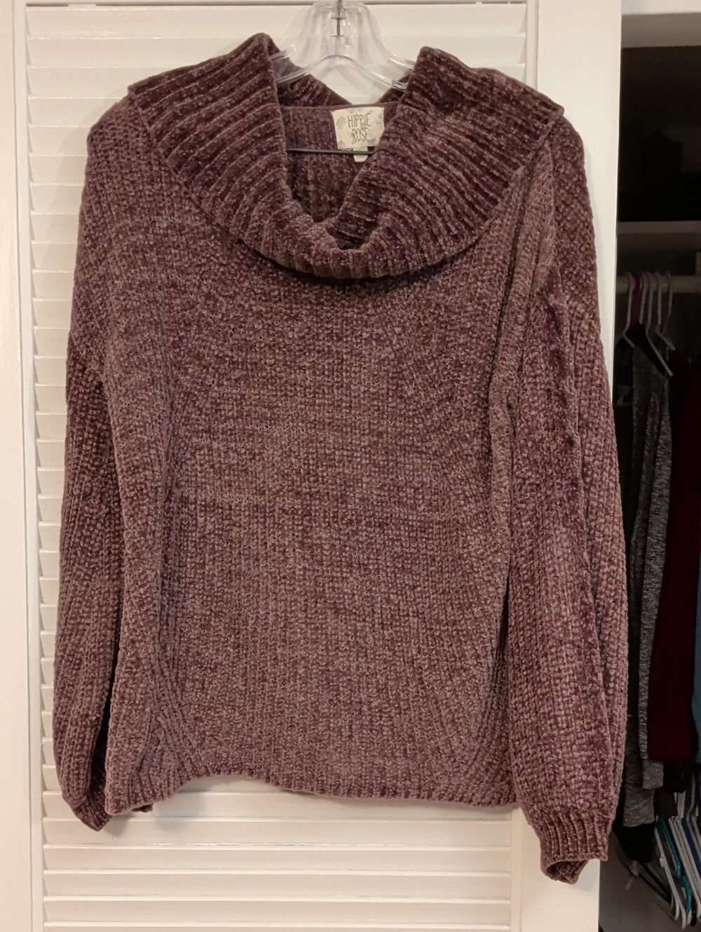 Hippie Rose Dusty Mauve Chenille Cowl Sweater
